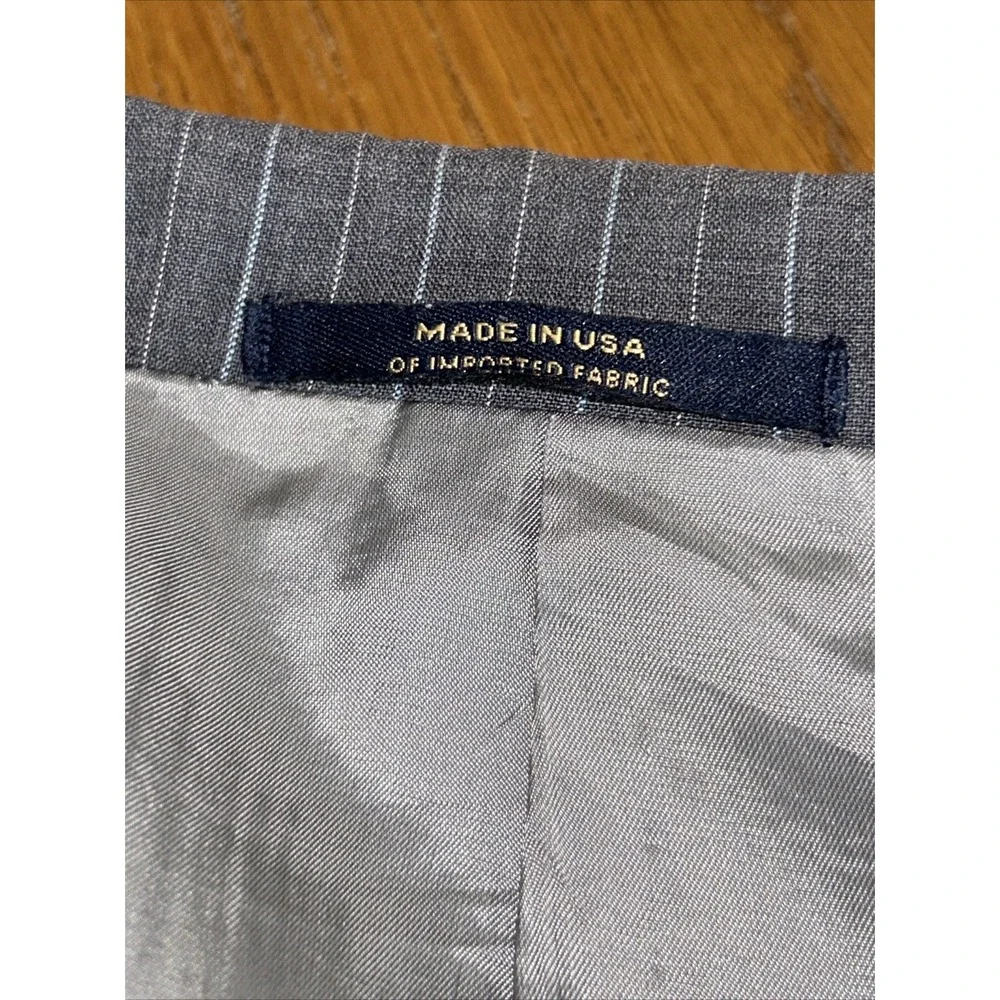 Hart Schaffer Marx "Gold" Light Blue Pinstriped‎ Gray Blazer For Belk  44R - Picture 9 of 16
